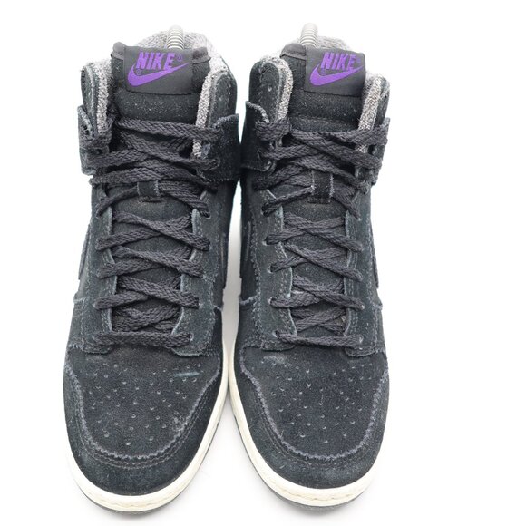 Nike Dunk Sky Hi Hidden Wedge Heel Women's Size 7 Black Suede Shoes  528899-014 - Picture 2 of 10
